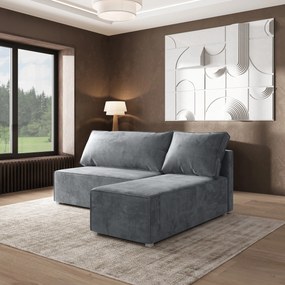 Masseno Narożnik BRISO z funkcją spania i pojemnikiem na pościel Narozniki L, Rozkładana sofa - Jasnoszary, MONOLITH 84