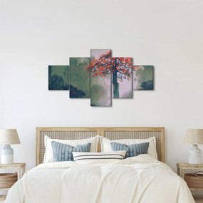 Obraz samotnego czerwonego drzewa (125x70 cm)