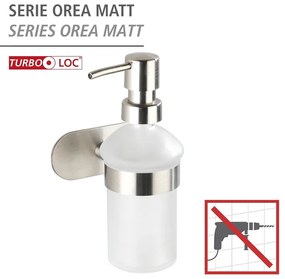 Samoprzylepny szklany dozownik do mydła w kolorze matowego srebra 200 ml Orea – Wenko