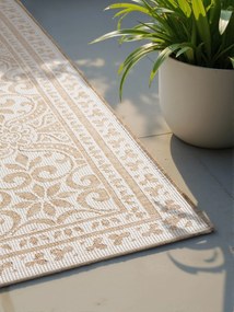Dywan zewnętrzny dwustronny Duet Ornament beżowo-kremowy 200 cm x 290 cm