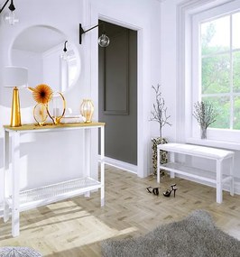 Minimalistyczna Konsola Biały + Dąb Artisan T4-B39