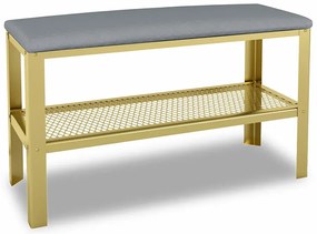 Siedzisko z metalowym stelażem złoty + szary W9-K38