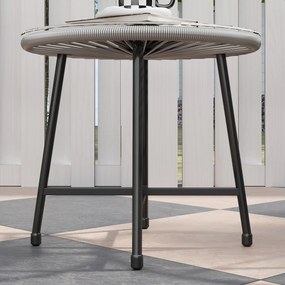 Outsunny 3-częściowy zestaw mebli ogrodowych, 2 krzesła z rattanu, 1 stół ze szklanym blatem, stalowa konstrukcja, meble balkonowe, szary | Aosom PL