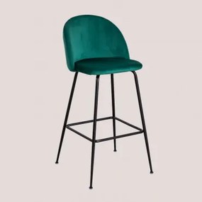 Zestaw 2 Wysokich Stołków Z Aksamitu Kana Design Negro & Verde Jungla & ↑75 Cm - Sklum