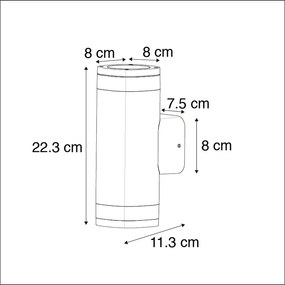 Zewnetrzna Nowoczesny Kinkiet / Lampa scienna zewnętrzny kwadratowy 2-jasny ciemnoszary - Fox Nowoczesny Oswietlenie zewnetrzne