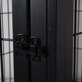 Pawhut Klatka dla Psa do Domu 2 Drzwi Zwierzęta Domowe MDF Metal Czarna, 58,5 x 81 x 66 | Aosom PL