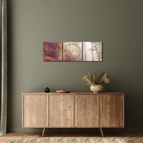 Obraz - Jesienny spacer po lesie (z zegarem) (90x30 cm)