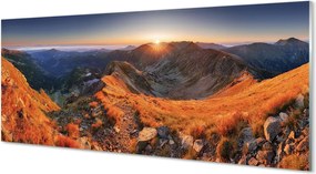 Panel szklany do Kuchni Szkarłatny Zachód w Alpach