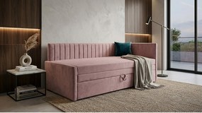 Łóżko dzienne wysuwane 2x90x200cm w tkaninie MANILA 9 różowej
