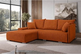 Narożnik, Sofa w kształcie L, tkanina sztruksowa Poso, Miedziany, Lewy, Livorno L