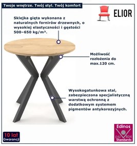 Rozkładany okrągły stół z czarnymi nogami  H8-R53