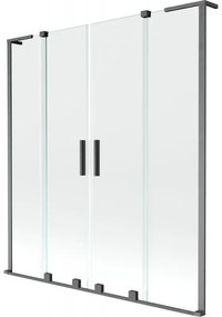 Mexen Velar L Duo parawan nawannowy 2-skrzydłowy rozsuwany 150 x 150 cm, transparent, gun gray szczotkowany - 896-150-003-02-66