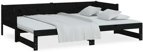 Czarne łóżko rozsuwane sosnowe 2x(90x200) cm - Eluwin 4X