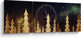 Obraz - Złota noc (z zegarem) (90x30 cm)