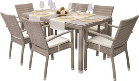 Zestaw ogrodowy z rattanu NAPOLI II. 1 + 6 (szaro-beżowy)