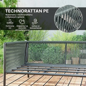Zestaw mebli ogrodowych z rattanu Outsunny z narożną sofą, stołem i poduszkami dla 6 osób, w kolorze ciemnoszarym