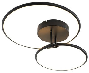 Designerska lampa sufitowa czarna z wbudowanymi diodami LED, 3-stopniowy ściemniacz, 2 źródła światła - Joaniqa Nowoczesny Oswietlenie wewnetrzne