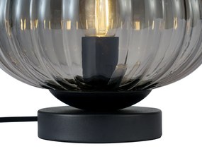 Designerska lampa stołowa czarna z przydymionym szkłem - MochiDesignerski Oswietlenie wewnetrzne