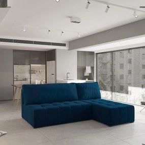 Masseno Narożnik DOMIRA z funkcją spania i pojemnikiem na pościel Narozniki L, Rozkładana sofa - Niebieski, KRONOS 09
