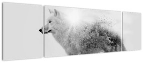 Obraz - Wilk arktyczny odzwierciedla dziki krajobraz (170x50 cm)