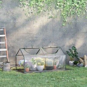 Outsunny Szklarnia Foliowa z Okienkiem do Uprawy Pomidorów PE Przezroczysta Skrzynia Inspekcyjna 119x60x60cm | Aosom PL