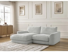 Jasnoszary narożnik z tkaniny szenilowej (lewostronny/z szezlongiem) Leonore – Bobochic Paris