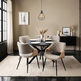 Krzesło Tapicerowane z Drewna Giętego do Salonu DAKOTA Beżowe/Dąb złoty Welurowe Nowoczesne Loft