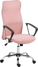 HOMCOM Ergonomiczne krzesło biurowe regulowany obrotowy fotel z funkcją bujania, tkanina mesh, 63 x 65 x 109-119 cm różowy | Aosom PL