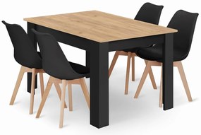 Czarny zestaw jadalniany 1 + 4, stół MADO ARTISAN 120x80 + krzesła BALI MARK czarne