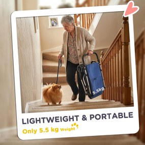 PawHut Wózek dla psów, lekki i składany transporter dla małych psów, zdejmowana poduszka, okna z siatki, Ciemnoniebieski