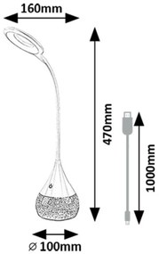 Rabalux 74248 funkcjonalna i dekoracyjna lampa stołowa LED z brokatem Vivter, 4 W, 2200 lm, IP20