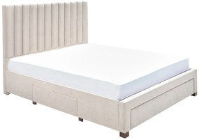 Łóżko z 3 szufladami 160 x 200 cm - Tkanina - Beżowy - LIAKO