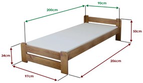 Łóżko Emily 90 x 200 cm, dąb Stelaż: Ze stelażem listwowym rolowanym elastycznym, Materac: Materac Sommera