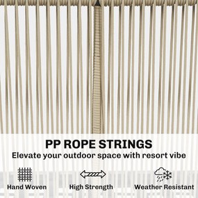 Outsunny Zestaw Mebli Ogrodowych 4-częściowy Rattanowy Zestaw Wypoczynkowy z Sofą Dwuosobową, 2 Fotelami, Stolik z Laminowanym Drewnem Akacjowym, Grube Zdejmowane Poduszki | Aosom PL