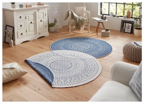 Niebieski dywan dwustronny odpowiedni na zewnątrz NORTHRUGS Porto, Ø 140 cm