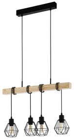Lampa wisząca w czarno-naturalnym kolorze z metalowym kloszem TOWNSHEND 5 – EGLO
