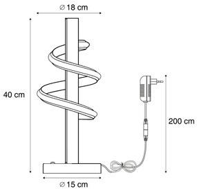 Designerska lampa stołowa czarna z możliwością ściemniania LED - Rolla Nowoczesny Oswietlenie wewnetrzne