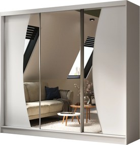 Szafa Przesuwna VOCE 240 cm z Lustrem Szafa Trzydrzwiowa Biała