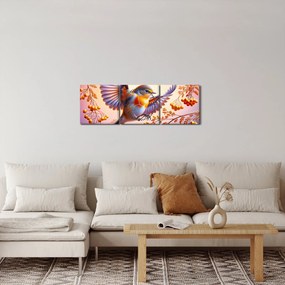 Obraz - Ptak z jarzębiną (z zegarem) (90x30 cm)