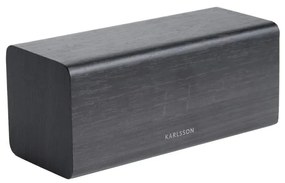Czarny budzik w dekorze drewna Karlsson Block, 16x7,2 cm