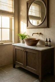 Drewniana umywalka nablatowa B4-N04