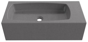 Umywalka betonowa wisząca / nablatowa prostokątna bez otworu na baterię 65 x 30 cm z półką ZALM | różne kolory : Kolor - Popielaty, Typ montażu - podwieszana