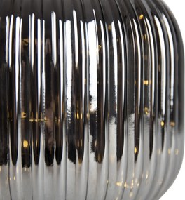 Lampa stołowa Art Deco czarna z przydymionym szkłem ze sznurem świetlnym E27 - Karel