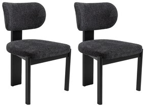 Zestaw 2 krzeseł z tkaniny z bukli  i drewna kauczukowego - Czarne - WILANA