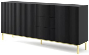 Czarna komoda z lamelowym frontem glamour C4-W00