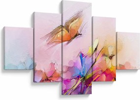 Obraz - Motyl nad kwiatem, abstrakcja (125x70 cm)