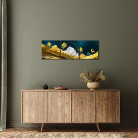 Obraz - Jeleń w krajobrazie (z zegarem) (90x30 cm)
