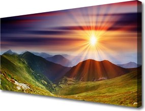 Fotoobraz na płótnie Ognisty Zachód Słońca w Górach