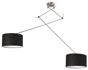 Stalowa lampa wisząca z kloszem 35 cm czarna regulowana 2-światłowa - Blitz Nowoczesny Oswietlenie wewnetrzne