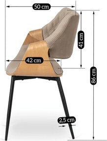 Krzesło Tapicerowane z Drewna Giętego do Salonu DAKOTA Beżowe/Dąb złoty Welurowe Nowoczesne Loft